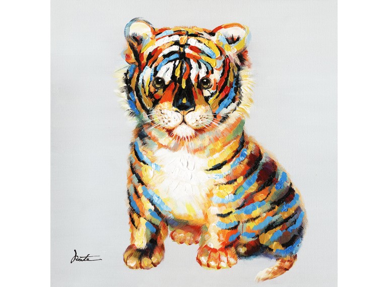 Peinture Sur Toile Tableau Bebe Tigre 60 Cm Poupy