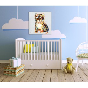 Peinture Sur Toile Tableau Bebe Tigre 60 Cm Poupy