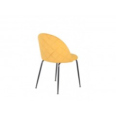 Chaises velours jaune moutarde & métal noir - décor capitonné surpiqûre - CLEA