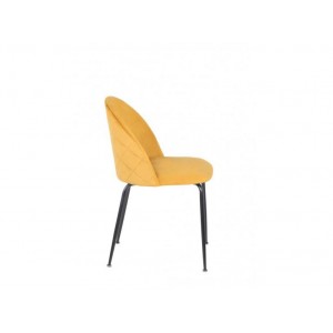 Chaises velours jaune moutarde & métal noir - décor capitonné surpiqûre - CLEA