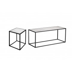 Set de 2 table en métal et plateaux céramiques réversibles - LIVORNO
