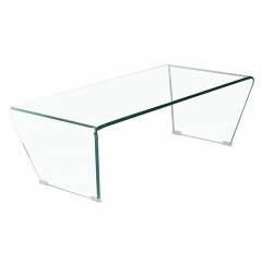 Table basse design en verre trempé - vue en angle - DIAMOND