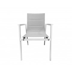 Chaise de repas jardin en textilène et métal blanc - HAWAI