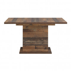 Table extensible en bois L160cm effet bois vieilli - vue de face - FRED