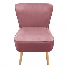 Fauteuil crapaud en velours côtelé et piètement en bois - 3 coloris - HAPPY