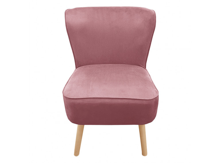 Fauteuil crapaud en velours côtelé et piètement en bois - 3 coloris - HAPPY