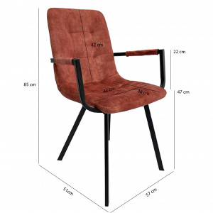 Fauteuil capitonné en velours avec accoudoirs - dimensions - HERBY