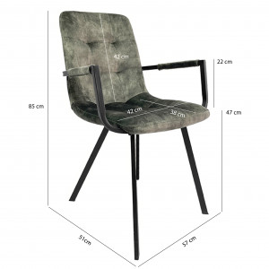 Fauteuil capitonné en velours avec accoudoirs - dimensions - HERBY