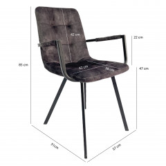 Fauteuil capitonné en velours avec accoudoirs - dimensions - HERBY