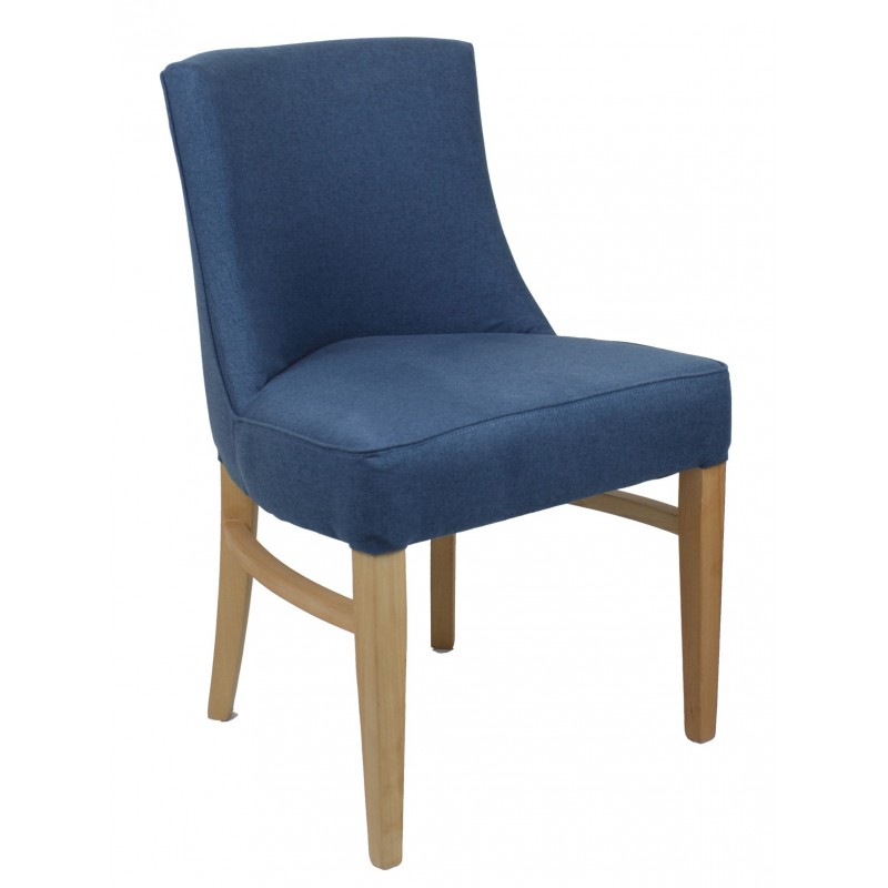 Chaise pied bois tissu bleu  CHESTER