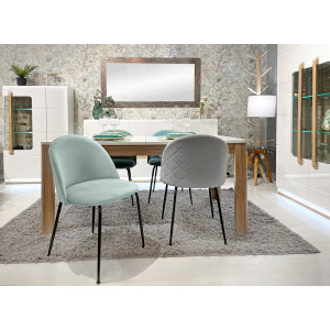 Chaise design en velours dossier capitonné - coloris vert - vue en ambiance - CLEA