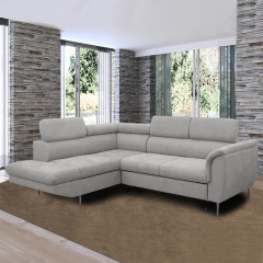 Canapé d'angle gauche convertible en tissu - coloris gris - vue en ambiance - KENT