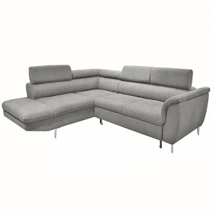 Canapé d'angle gauche convertible en tissu - coloris gris - KENT