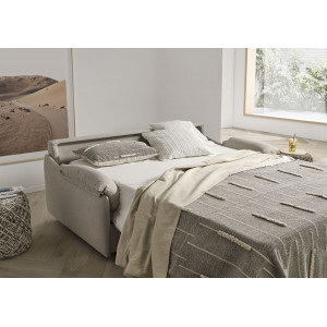 Canapé convertible en tissu déhoussable taupe - vue en ambiance 2 - VERA