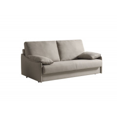 Canapé convertible en tissu déhoussable taupe - vue de coté - VERA