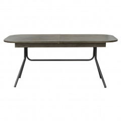 Table de repas extensible L180/220 cm en bois massif cendré et métal noir - vue de face - BELLAGIO