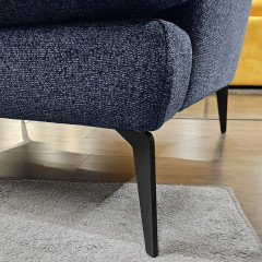 Fauteuil moelleux avec pieds métal noir - coloris bleu et tissu chiné - vue de dos - DANY