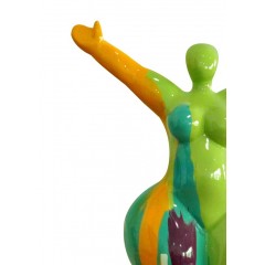 Statue femme debout figurine décoration orange et multicolore style pop art zoom haut-  LIBERTY