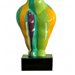 Statue femme debout figurine décoration orange et multicolore style pop art zoom bas - LIBERTY