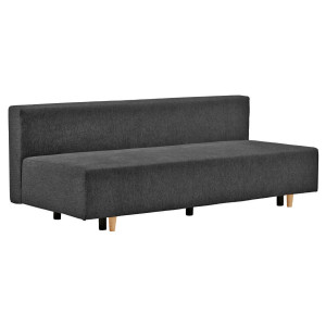 Canapé convertible 3 places en tissu gris L. 200 cm - TAO - vue de 3/4 sans coussins