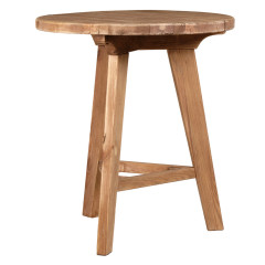 Table haute ronde en bois massif de pin recyclé - ORIGIN