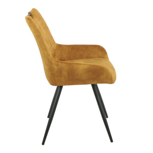 Chaise avec accoudoirs et pieds fins en métal noir - jaune - ROSA