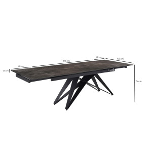 Table extensible en céramique grise 180/260 cm - 8 piètements - UNIK