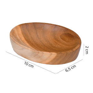 Lot de 2 porte-savons ovales en bois de teck – fabrication artisanale – CIRI