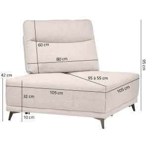 Angle de canapé modulable à composer en tissu - écru - BORA