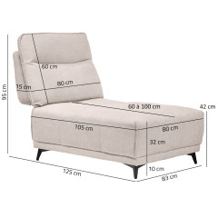 Chauffeuse 1 place de canapé modulable en tissu - écru - BORA