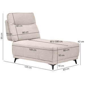 Chauffeuse 1 place de canapé modulable en tissu - écru - BORA