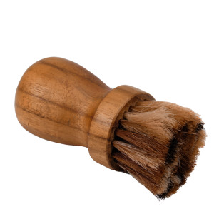 Brosse à champignons ronde à crin de vache et bois de teck - FADI