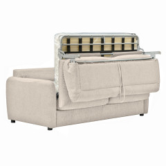 Canapé en tissu convertible 3 places pieds métal - beige - SALOME