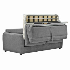 Canapé en tissu convertible 3 places pieds métal - gris - SALOME