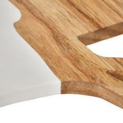 Plateau de présentation apéro 31 cm planche à découper en résine blanc et bois de teck - JEMMA