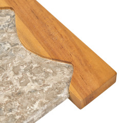 Planche à découper 38 cm plateau de présentation en marbre gris et poignées en bois de teck - ZEPHYR