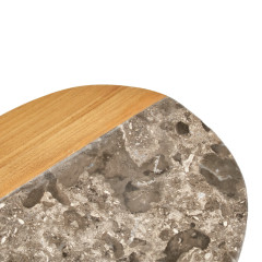 Planche à découper ovale 28 cm en marbre gris et bois de teck – plateau pésentation et service - THENA