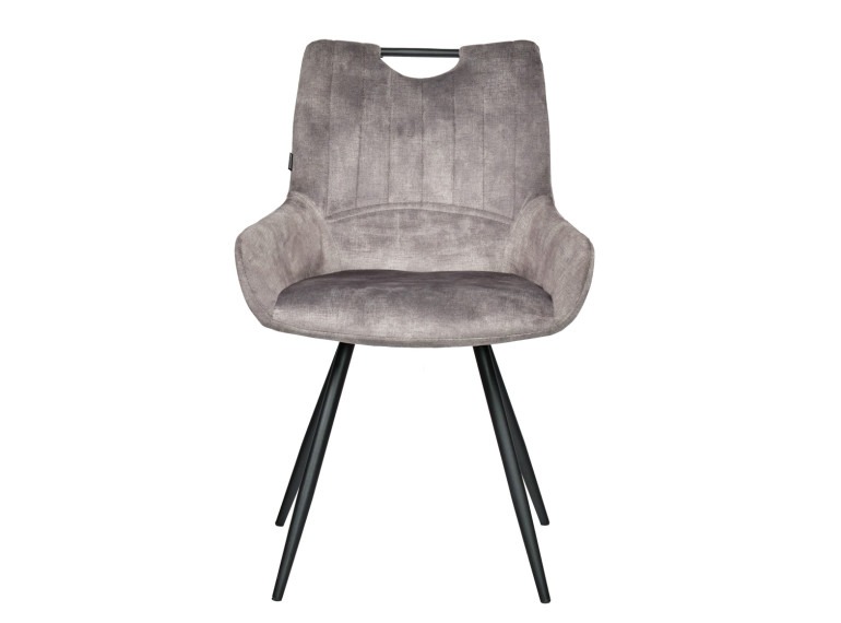 Chaise avec accoudoirs et pieds en métal noir - gris - ROSA