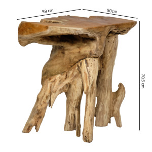 Console d'entrée table d'appoint en bois massif de teck - KINADA