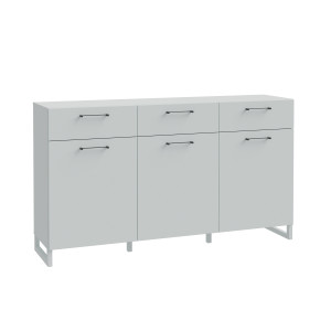 Buffet L165 cm 3 tiroirs 3 portes soft close décor gris clair - BASIL