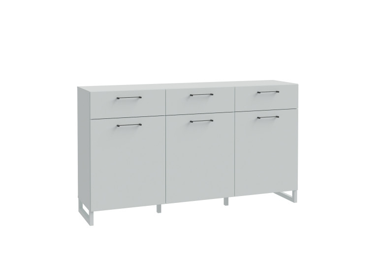 Buffet L165 cm 3 tiroirs 3 portes soft close décor gris clair - BASIL