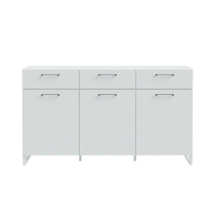 Buffet L165 cm 3 tiroirs 3 portes soft close décor gris clair - BASIL