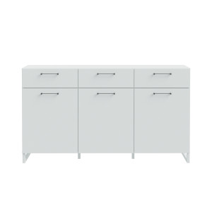 Buffet L165 cm 3 tiroirs 3 portes soft close décor gris clair - BASIL