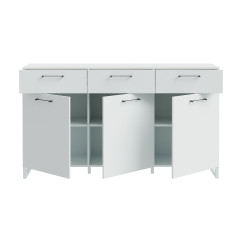 Buffet L165 cm 3 tiroirs 3 portes soft close décor gris clair - BASIL