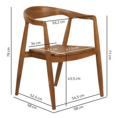 Chaise à accoudoirs en bois massif de teck exotique foncé - DAVAO