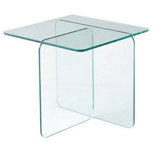 Table basse carrée en verre trempé transparent - BENT