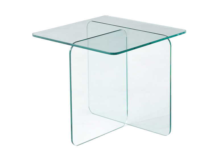 Table basse carrée en verre trempé transparent - BENT