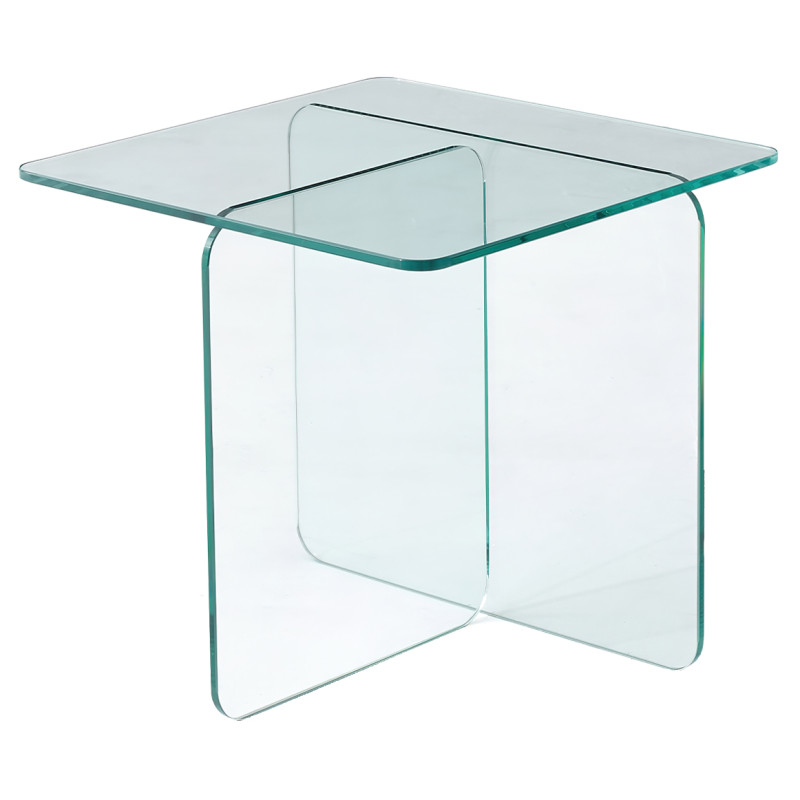 Table basse carrée en verre trempé transparent - BENT