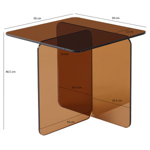 Table basse carrée en verre trempé fumé - BENT