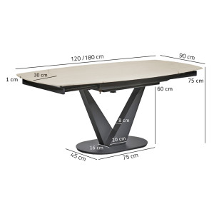 Table extensible 120/180 en céramique effet bois - VESSEL